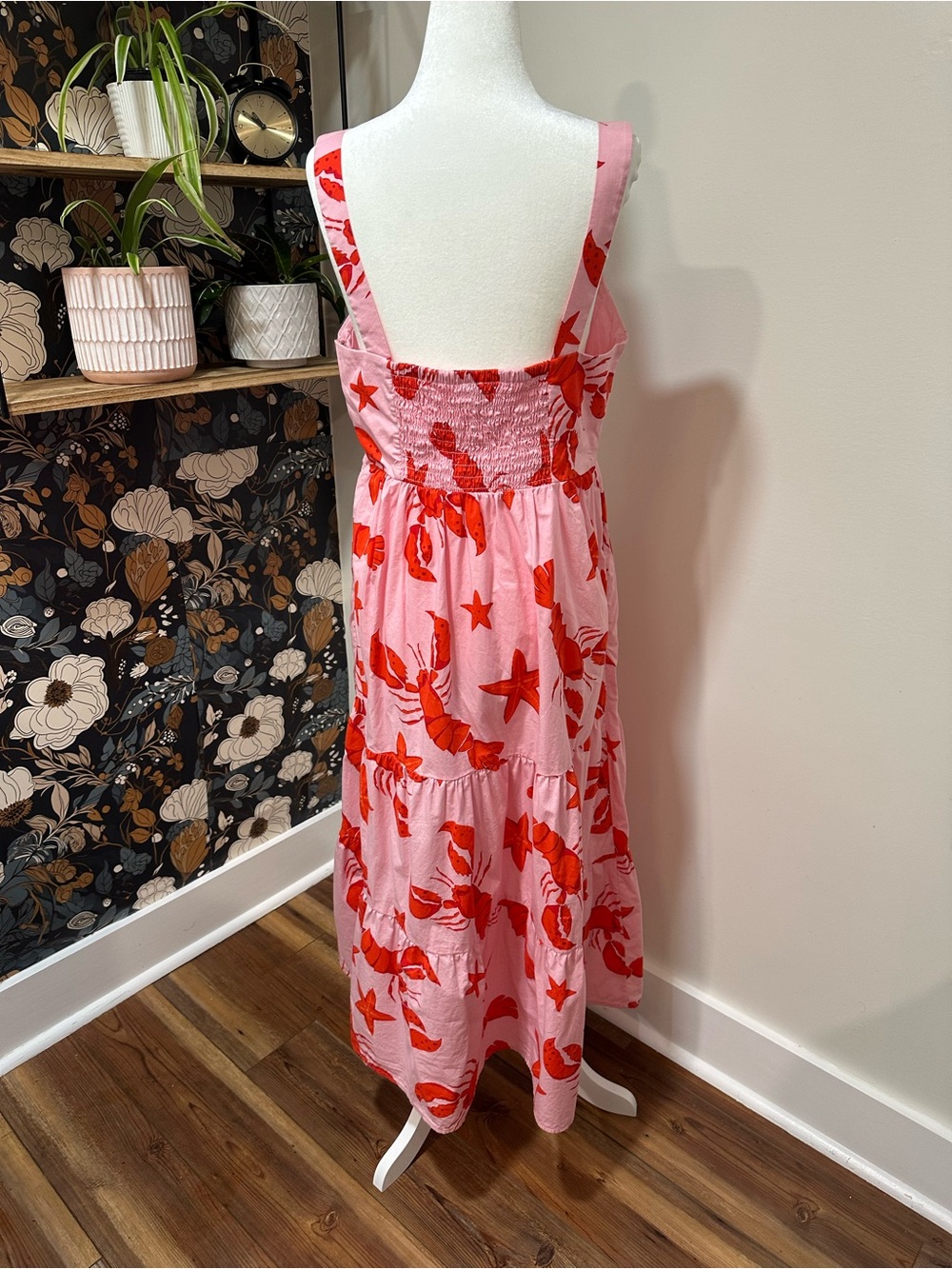 J. Crew Pink Maxi Dress with Red Starfish & Shell Print - Picture 3 of 6